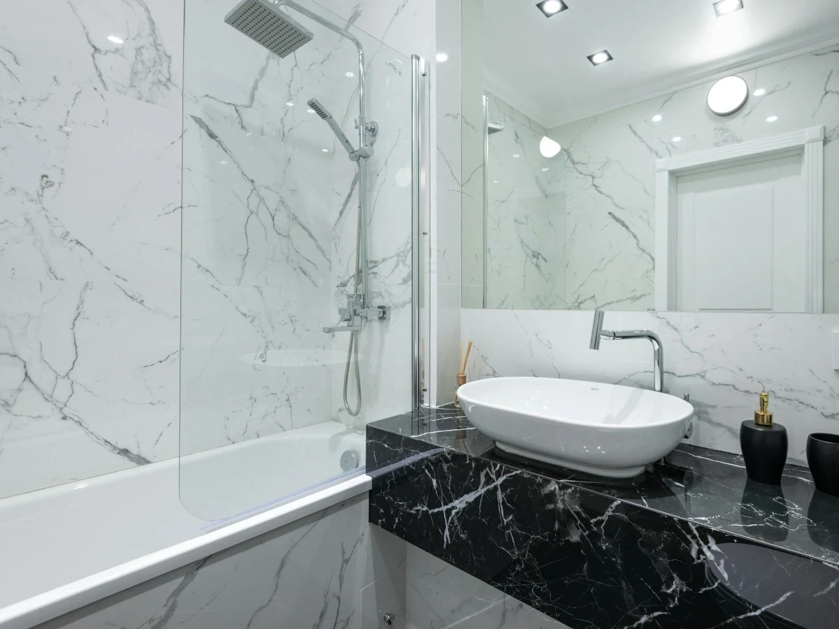 bathroom-minimalist-shower-large-grey-tiles-daffodil-tiling bathroom minimalist shower large grey tiles daffodil tiling