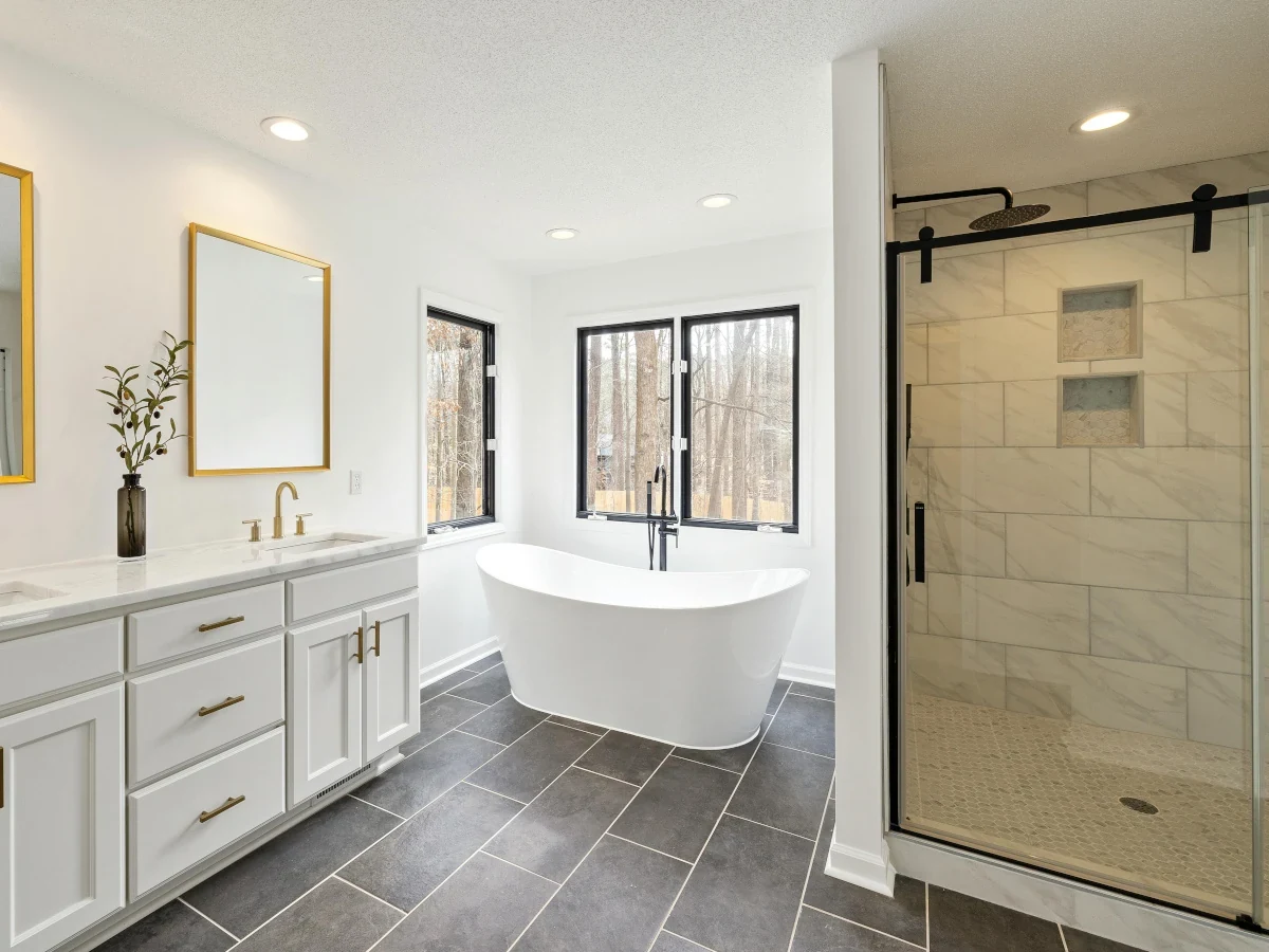 carrara-marble bathroom shower tile enclosure glass door daffodil tiling