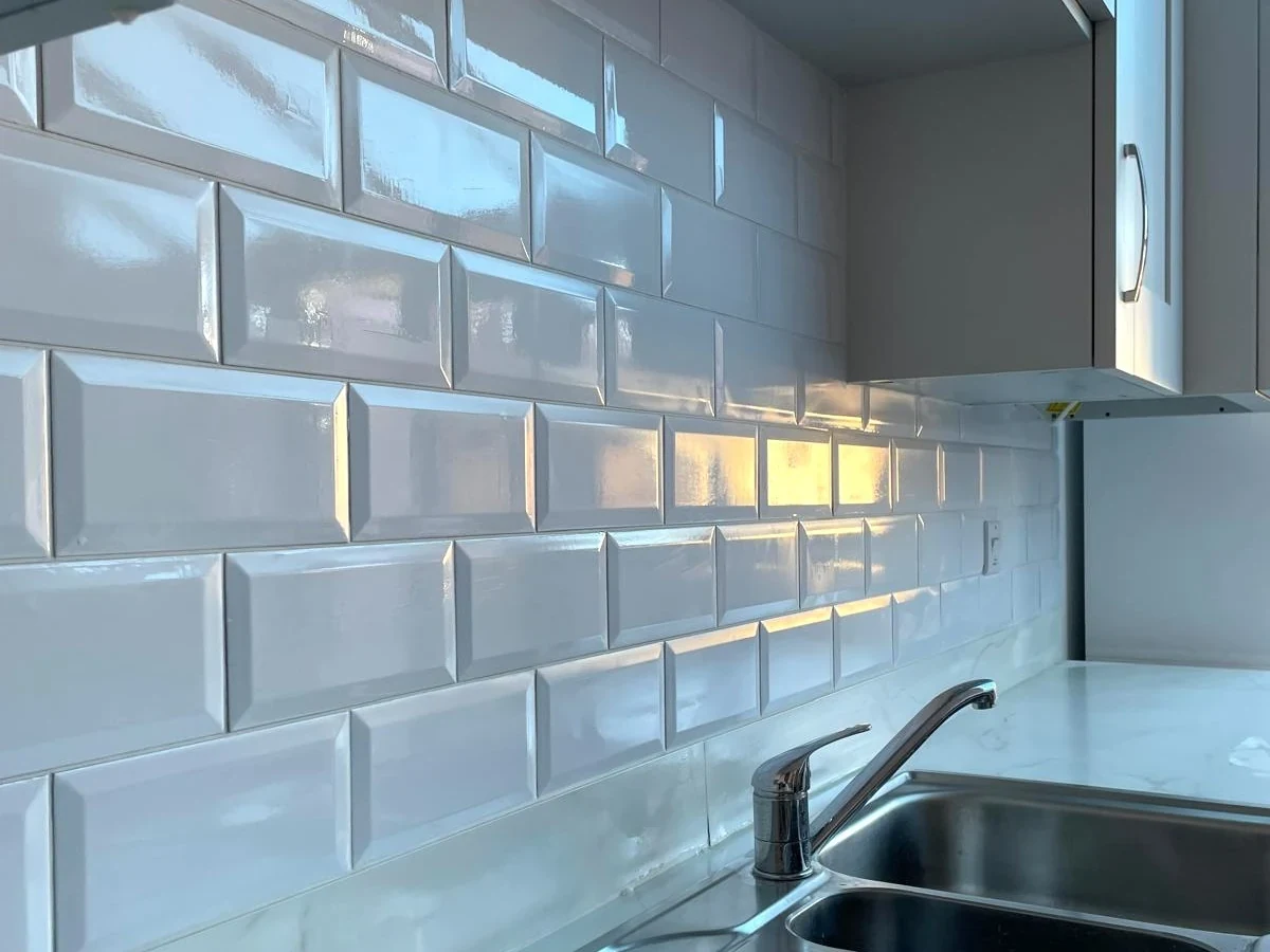kitchen backsplash neutral subway tiles swansea daffodil tiling